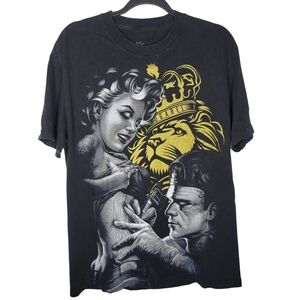 OG Abel Frankenstein Lion Tattoo Wrap Around Graphic T-Shirt in Black Sz Large